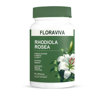 Rhodiola Rosea Capsules - Floravida for Energy, Focus, Mood - 60 Capsules