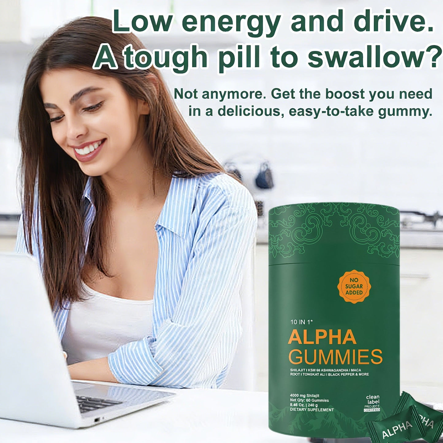 10-in-1 Shilajit Gummies (4000mg)|Tongkat Ali, Maca, 75% Fulvic Acid | Sugar-Free & Vegetarian1.