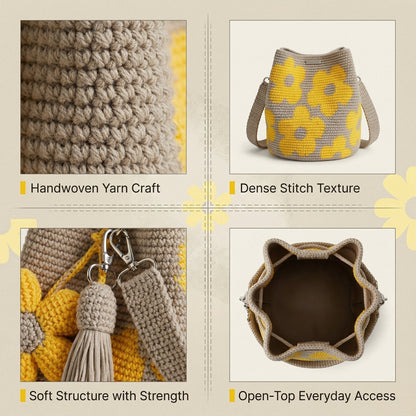 🏆 Promozione 49% DI SCONTO🧵🌸Borsa tote all'uncinetto con fiori fatta a mano 🌼✨