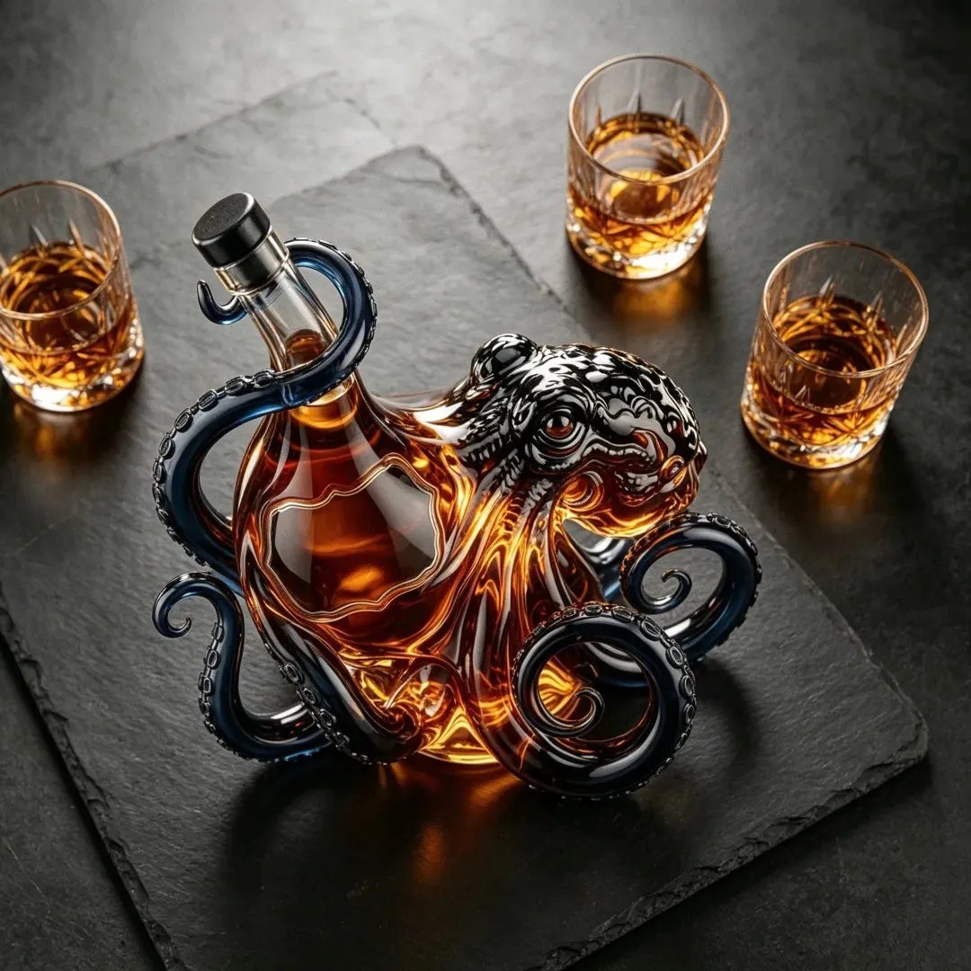 🎁 Fête des pères : 49 % de réduction - Bouteille 3D en forme de pieuvre « The Kraken Rum Edition » 🐙🥃