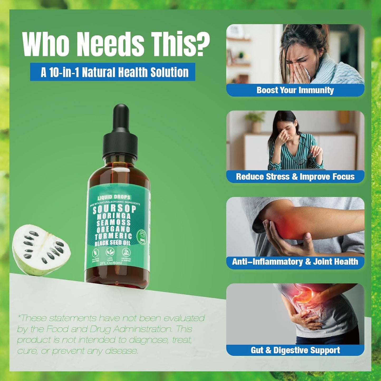 100% Organic 10-in-1 Soursop Extract Drops