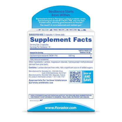 Florastor® Dual Action Probiotic Supplement
