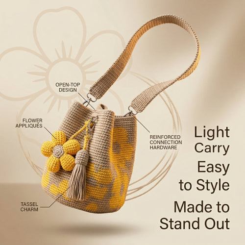 🏆 Promozione 49% DI SCONTO🧵🌸Borsa tote all'uncinetto con fiori fatta a mano 🌼✨