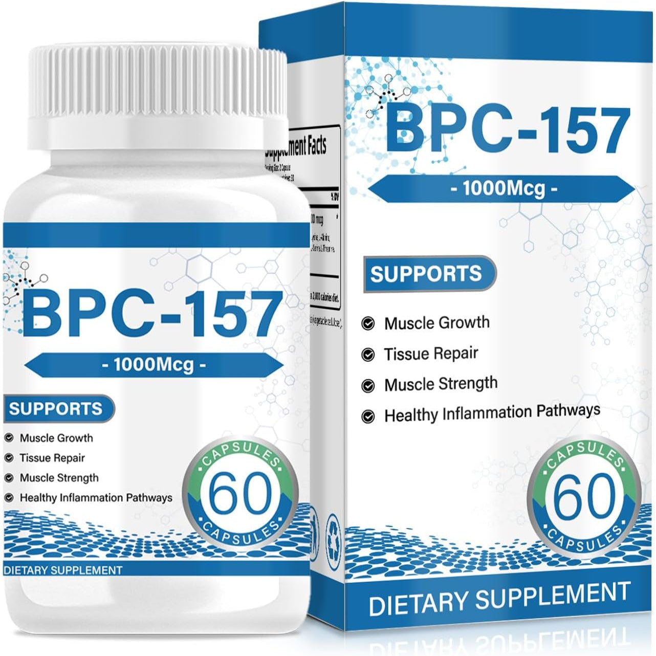 60 Peptide Capsules 1000 mcg | Supports Muscle Growth & Tissue Repair | Enhances Strength & Recovery | Non-GMO & Gluten Free
