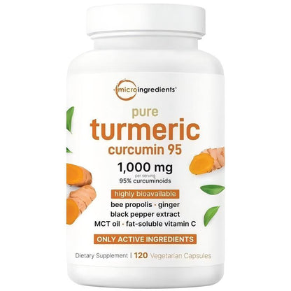 High-Absorption Turmeric Curcumin 1000mg | 95% Curcuminoids with BioPerine® Black Pepper | Absorption Boosting Blend with Propolis, Ginger, MCT & Vitamin C | 120 Plant-Based Capsules