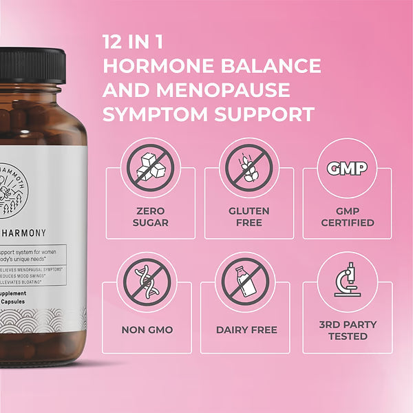 Happy Mammoth Hormone Harmony Menopause Weight Loss 72 Vegan Caps