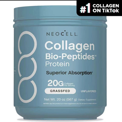 NeoCell Collagen Bio-Peptides Powder 20oz - Grassfed Protein Supplement - Advanced with 18 Essential Amino Acids