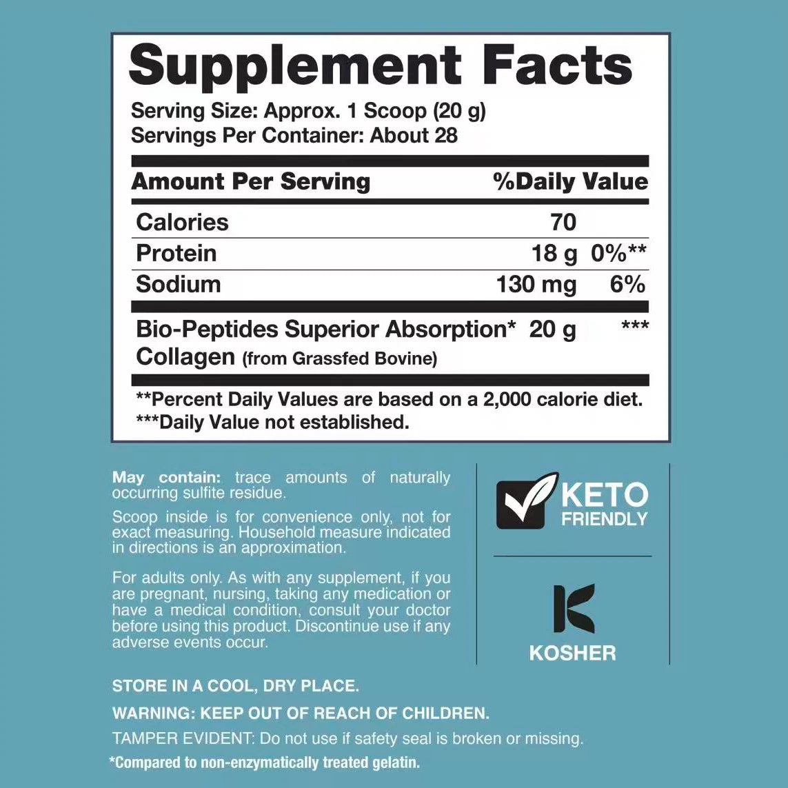 NeoCell Collagen Bio-Peptides Powder 20oz - Grassfed Protein Supplement - Advanced with 18 Essential Amino Acids