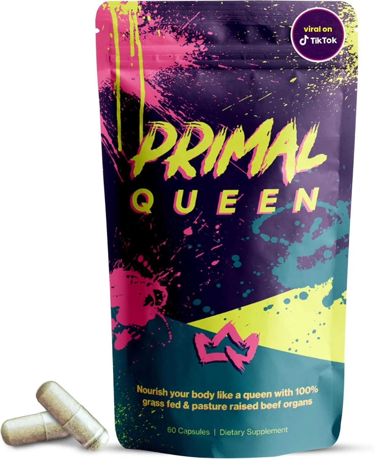 Primal Queen Female-Optimized Beef Organ Superfood Supplement - 100% Grass Fed, Pasture Raised Cattle - Balance Hormones, Energy