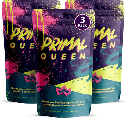 Primal Queen Female-Optimized Beef Organ Superfood Supplement - 100% Grass Fed, Pasture Raised Cattle - Balance Hormones, Energy