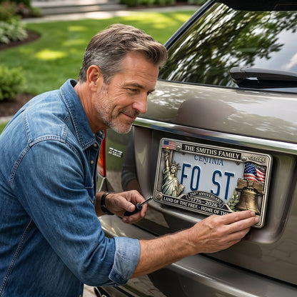 Personalized 250th Anniversary Commemorative License Plate Frame – Patriotic Metal Accessory