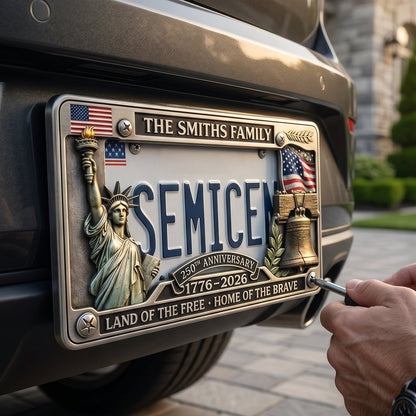 Personalized 250th Anniversary Commemorative License Plate Frame – Patriotic Metal Accessory