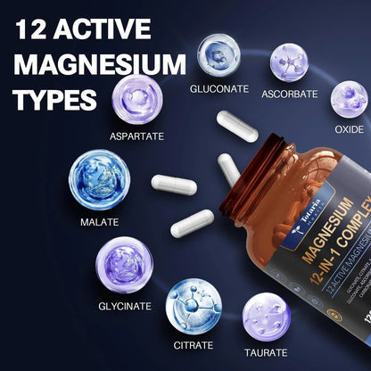 12 in 1 Magnesium Complex 700mg - Glycinate Citrate Malate Taurate