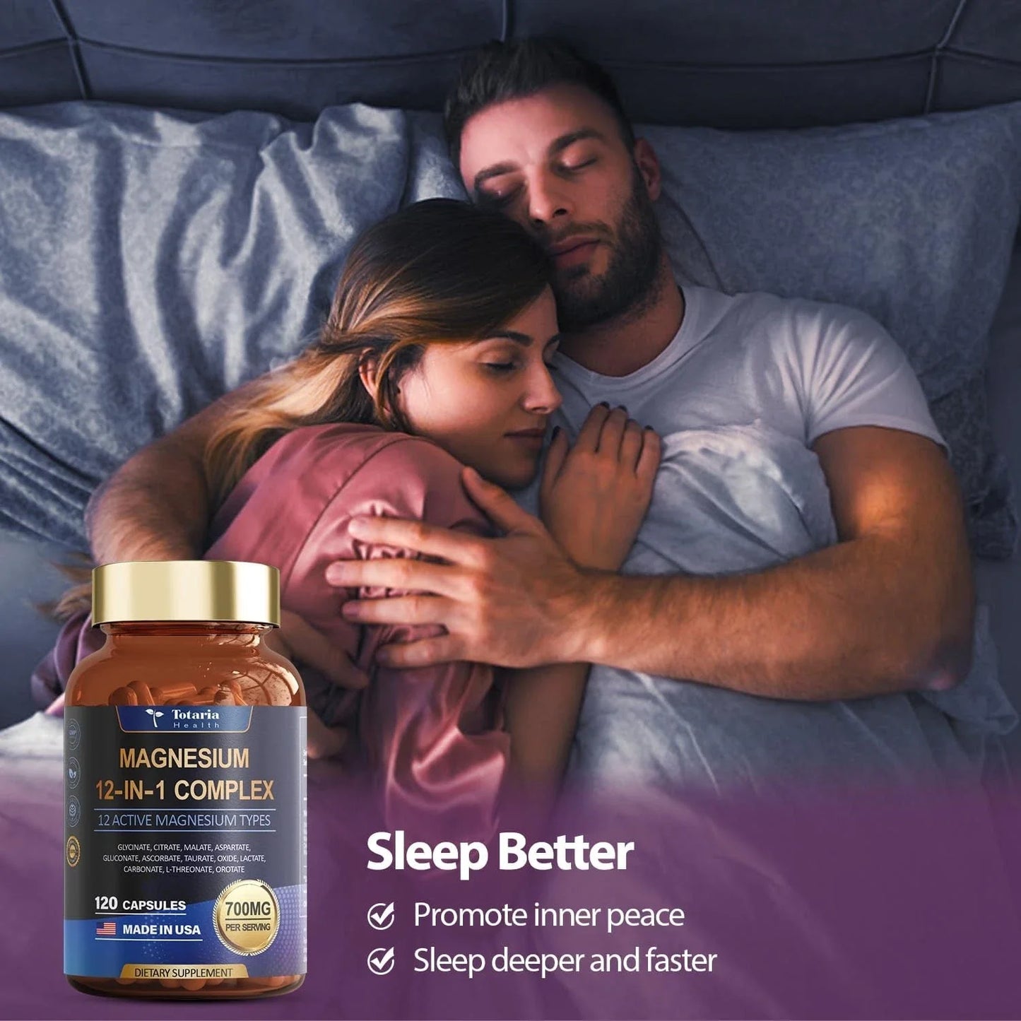 Magnesium 12 in 1 Complex 700mg - Glycinate Citrate Malate Taurate.