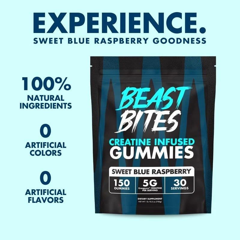 Creatine Infused Gummies - Beast Bites Madewith Creapure&NSF Certified for Sport