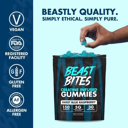 Creatine Infused Gummies - Beast Bites Madewith Creapure&NSF Certified for Sport