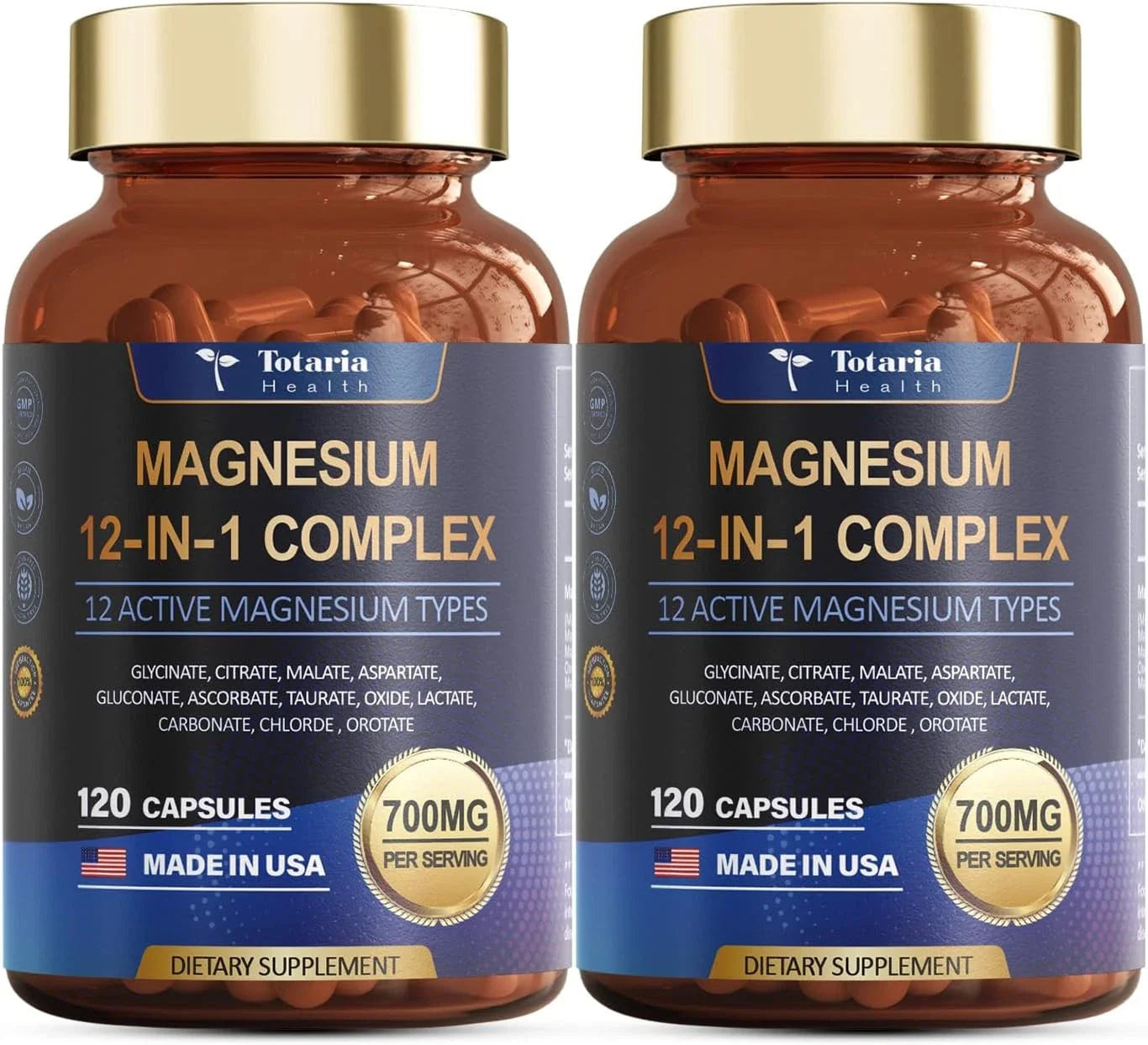 12 in 1 Magnesium Complex 700mg - Glycinate Citrate Malate Taurate