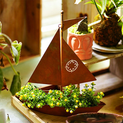⛵ 55% OFF NOW! 🌱 Rustic Sailboat Metal Planter – Handcrafted, weather-resistant & perfect for succulents, herbs or flowers – charming garden or shelf decor 🏡